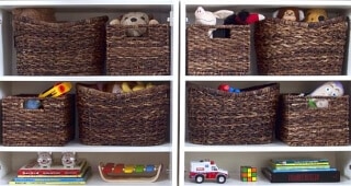 White Shelves for Organizing Kids Rooms
